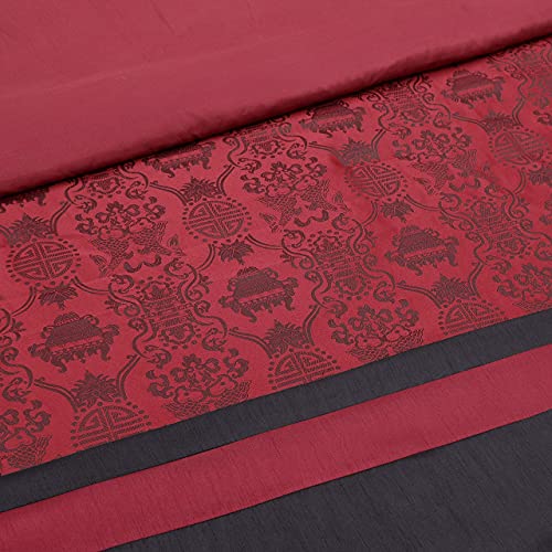 Chezmoi Collection Dynasty Black Red Jacquard 7-Piece Comforter Set, King Size Chezmoi Collection