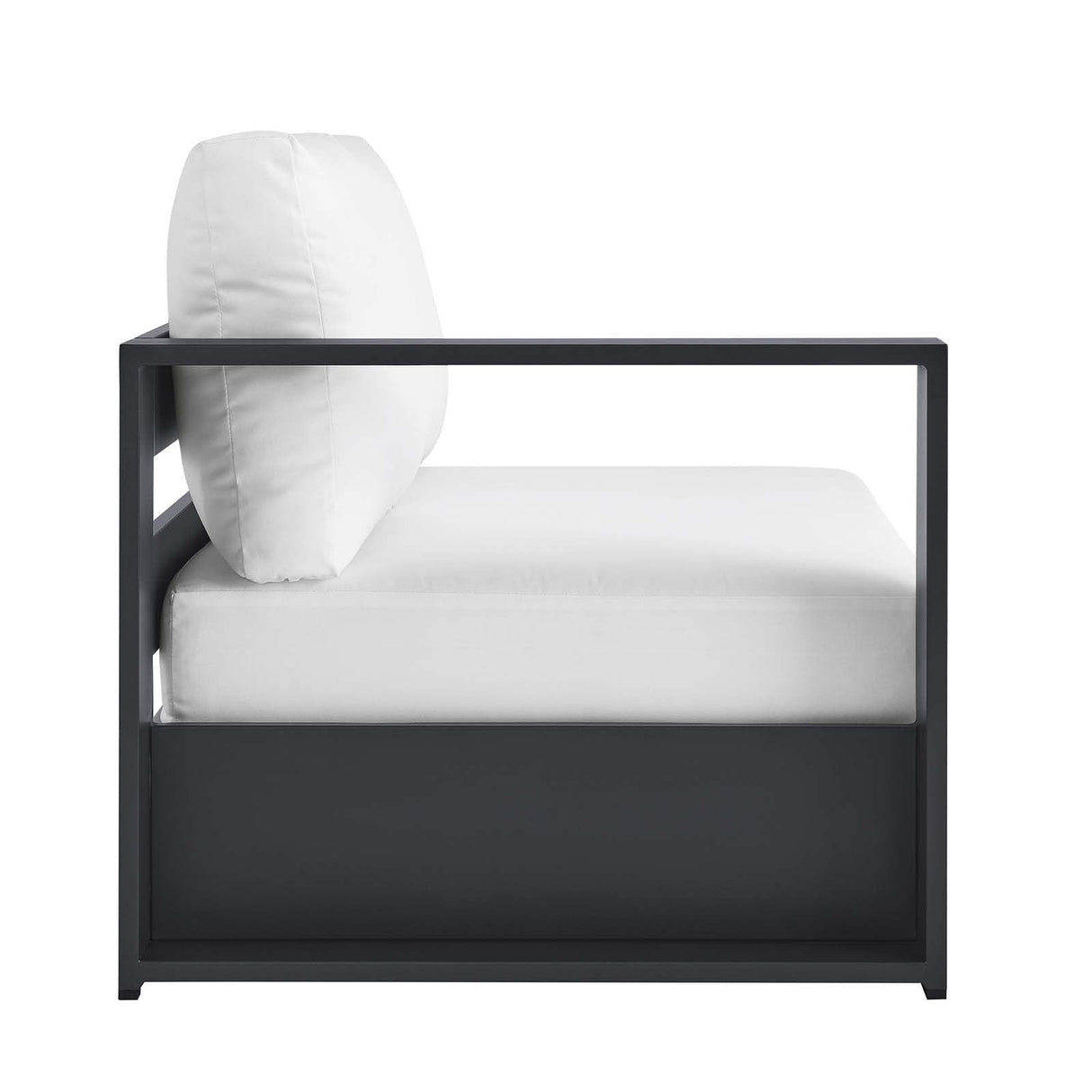 Modway Tahoe Aluminum Modular Left-Facing Outdoor Patio Loveseat in Gray White with Weather-Resistant Cushions, Couch for Garden Backyard, Poolside Modway