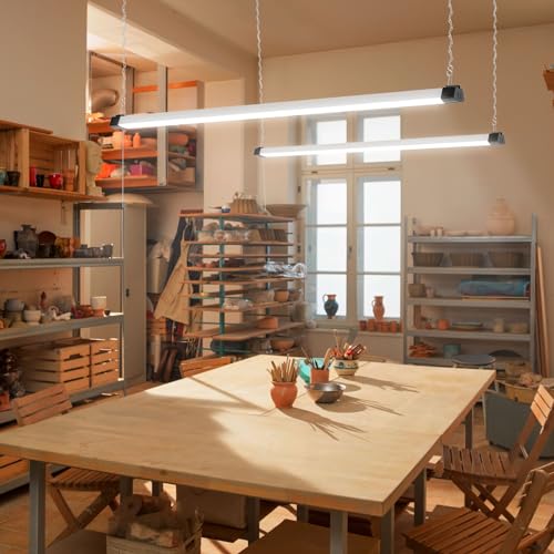 DYMOND 4FT 40W Wraparound LED Shop Light Fixture with Pull Chain Daylight White 5000K for Garage Workshop Basement DYMOND