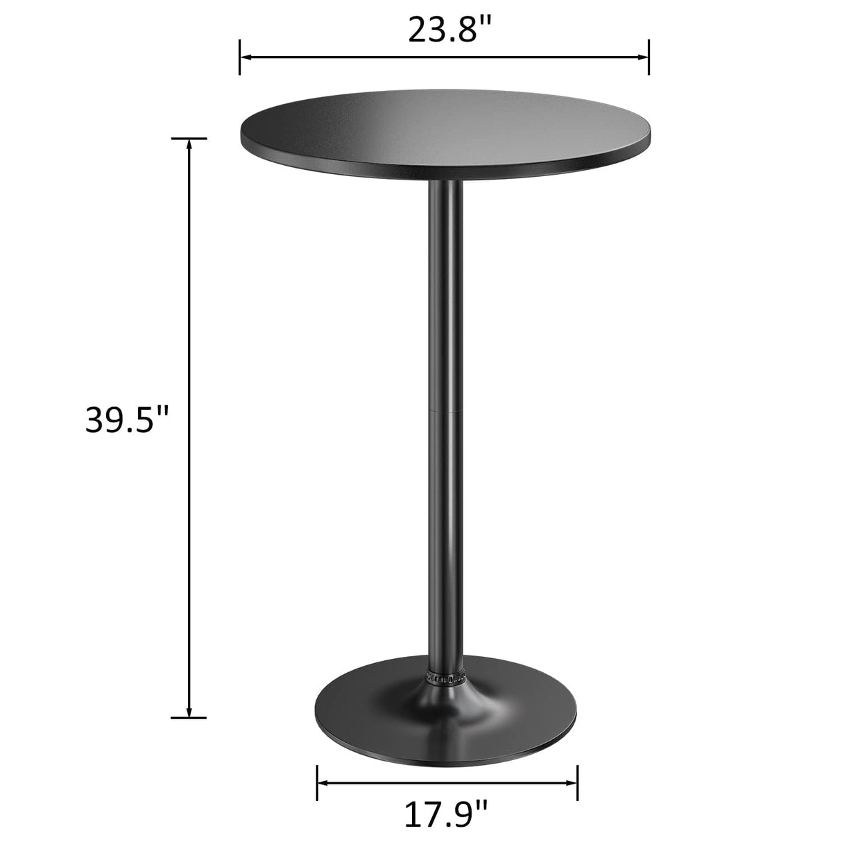 Furmax Bistro Pub Table Round Bar Height Cocktail Table Metal Base MDF Top Obsidian 23.8-Inch Top, 39.5-Inch Height (Black, 4-Pack) Furmax