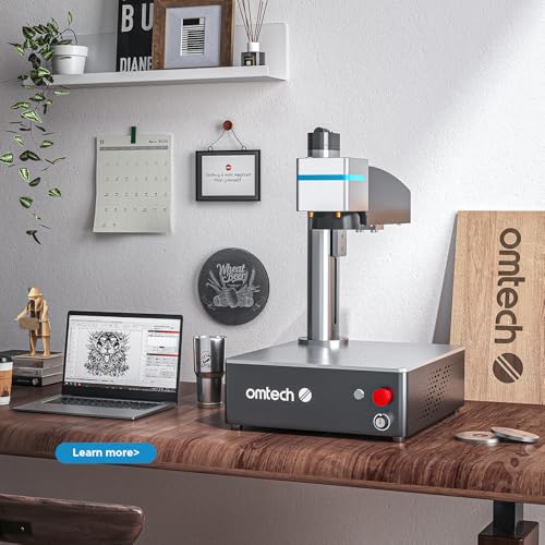OMTech 60W MOPA Fiber Laser Engraver with LightBurn, 6.9"x6.9" Laser Marking Machine for Metal Color Marking, Metal Etching Machine with JPT Source EZCad Galvo Lens OMTech