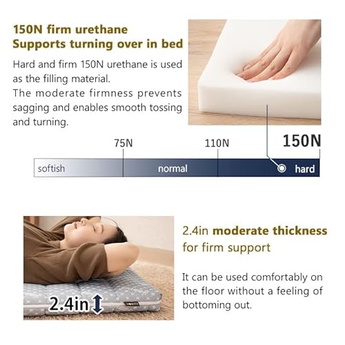 EMOOR Foldable Hybrid Futon Mattress, High-Resilience Urethane Foam 150N with Washable Padded Cover, Japanese Daybed-Size (26x71in) Tatami Camping Firm Washable Cover, Gray EMOOR