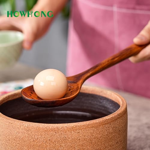 Wooden Spoons for Cooking, Acacia Wood Cooking Utensils Set – 11 Piece Wooden Kitchen Tools with Holder, Spoon Rest, Nonstick Cookware Safe by HOWHONG HOWHONG