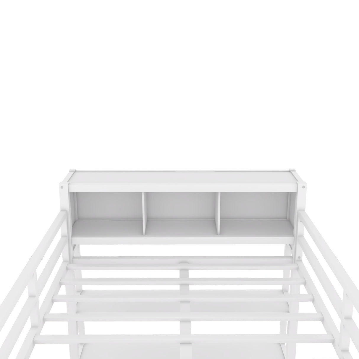 Bellamave Metal Loft Bed with Wardrobe and L-Shaped Desk, Full Size Loft Bed with Storage Cubes and Shelves, Heavy Duty Loft Bed for Kids Teens Adults, White Bellemave