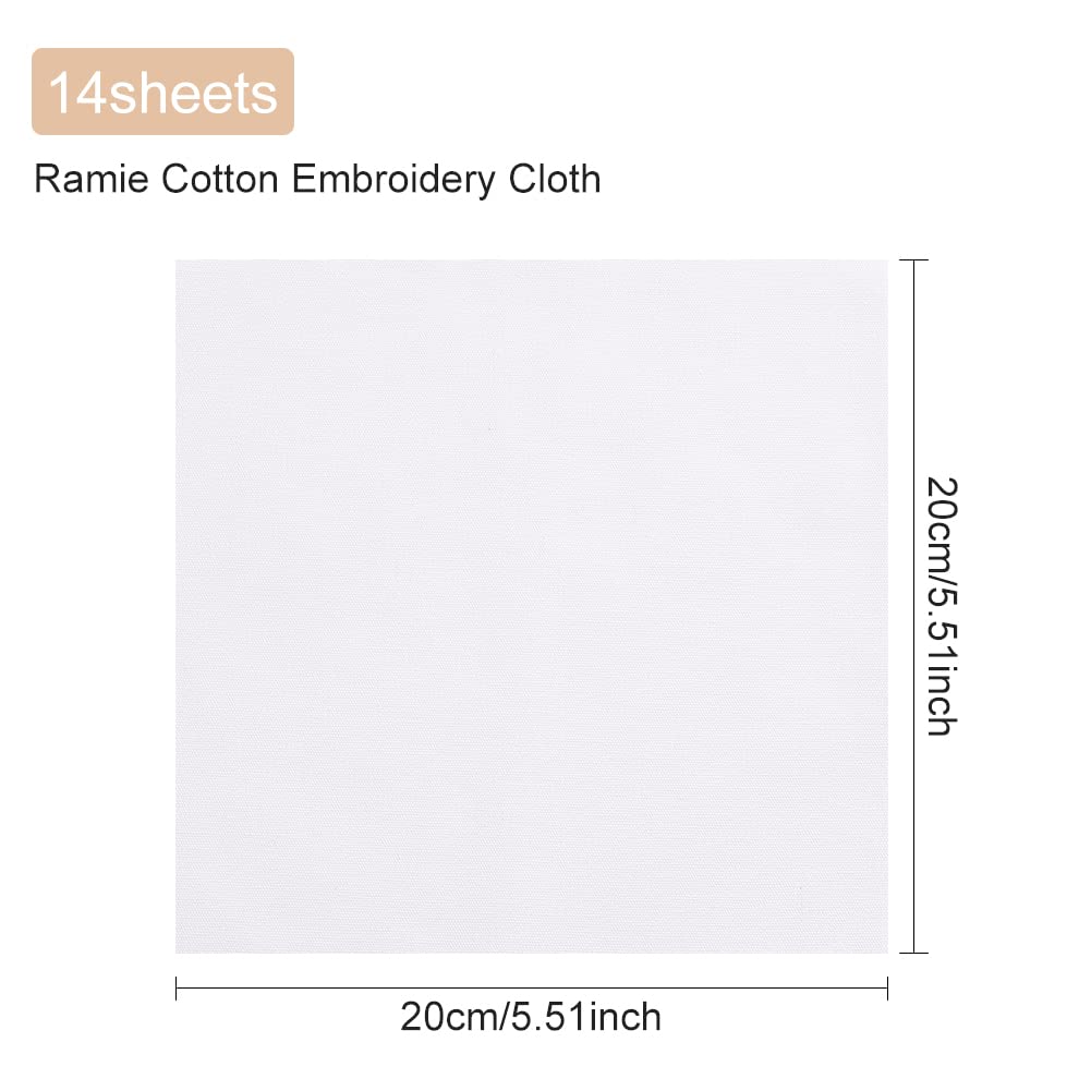 BENECREAT 14 Pieces White Cotton Embroidery Fabric, 7.9Inch Square Ramie Cotton Cloth for Handmade Embroidery Flower Pot Decoration BENECREAT
