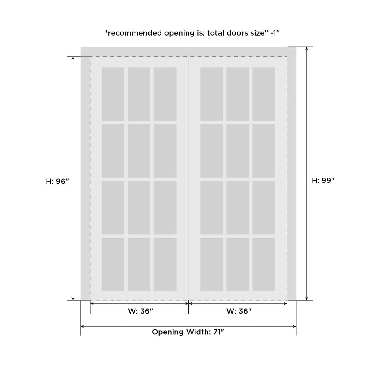 SARTODOORS Sliding Closet Bypass Doors 72 x 96 with Hardware | Quadro 4111 White Ash | Sturdy Top Mount Rails Moldings Trims Hardware Set | Modern MDF Solid Bedroom Wardrobe Doors SARTODOORS