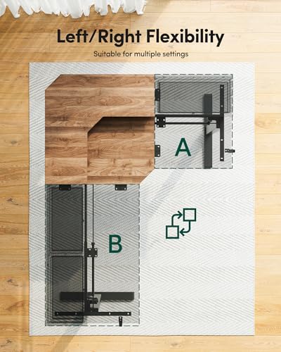 FEZIBO L Shaped Electric Standing Desk, 63x48 inch Large with Drawers | Reversible Tabletop, 2 Memory Height Settings | Home Office & Gaming Height-Adjustable Table, Black Walnut(2 Packages) FEZIBO