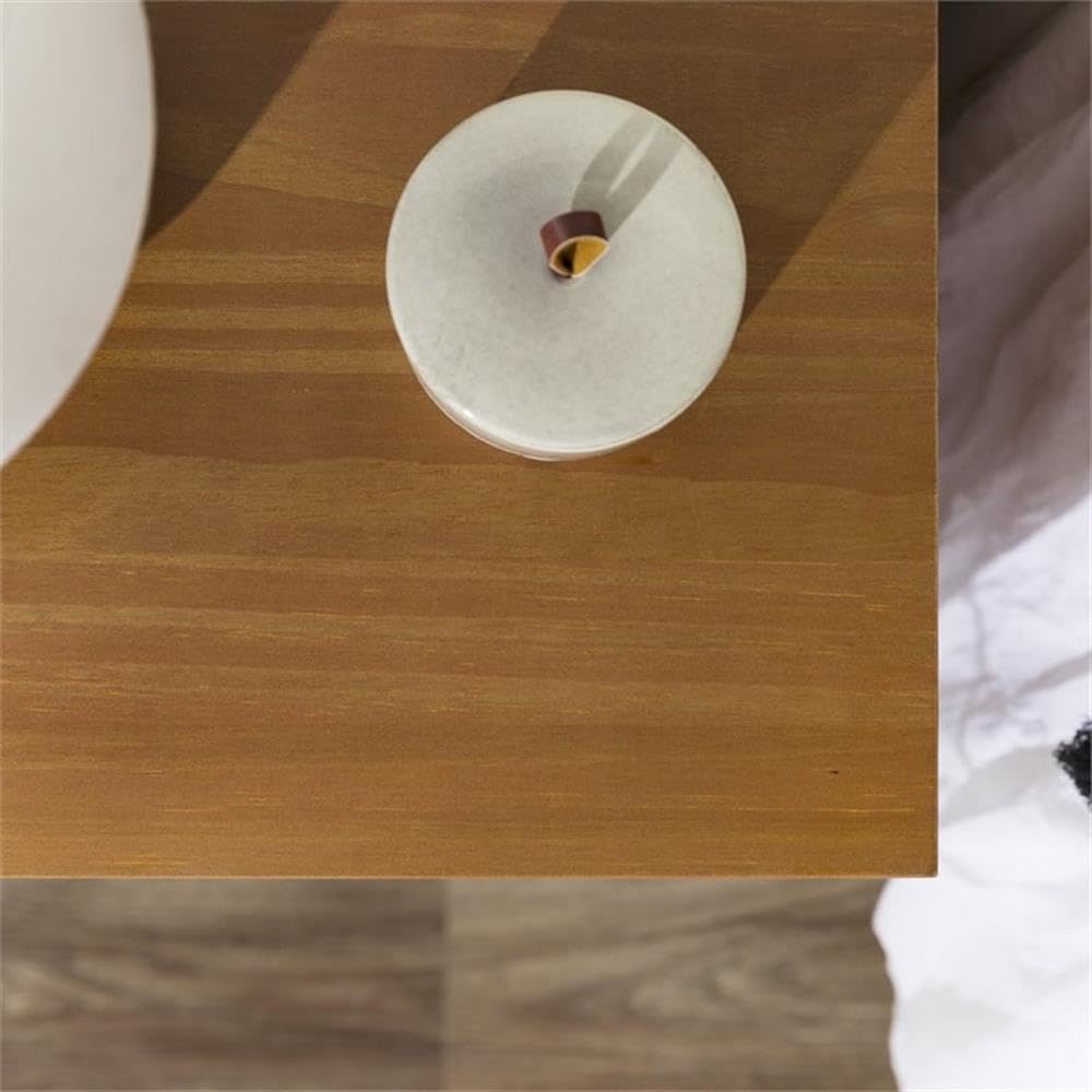 Walker Edison Mid Century Modern Grooved Handle Wood Nightstand Side Table Bedroom Storage Drawer and Shelf Bedside End Table, 2 Drawer, Caramel Walker Edison