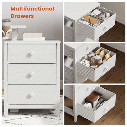 REAHOME Electric Standing Desk with Drawers, 47 x 24 Inches Height Adjustable Sit Stand Desk with Storage, 3 Memory Preset Home Office Computer Table, Printer Cabinet, 2 Hooks, Cable Management, White REAHOME