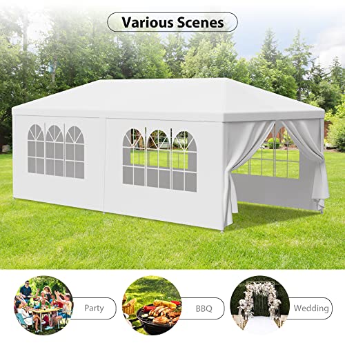 LEMY 10 X 20 Outdoor Wedding Party Tent Camping Shelter Gazebo Canopy with Removable Sidewalls Easy Set Gazebo BBQ Pavilion Canopy Cater Events LEMY