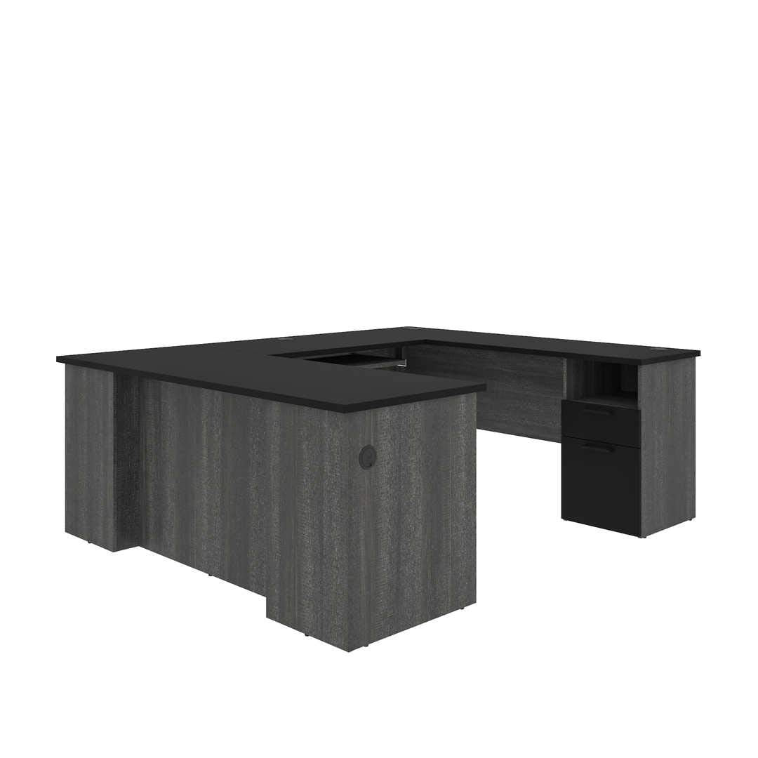 Bestar Norma U or L-Shaped Desk, 71W, Black & Bark Gray Bestar