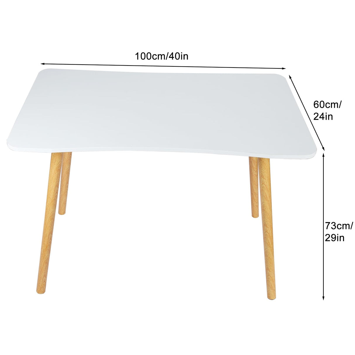 Simple Wooden Writing Computer Desk, Nordic Style Workbench with Solid Wood Legs Modern PC Laptop Study Desk Edge Spacious Desktop Student Wood Writing Table for Home Office(39" x 23" x 28" ) White cdar