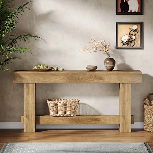 Tribesigns 70.9" Entryway Console Table, Extra Long Wooden Farmhouse Sofa Table Behind Couch, Modern Rustic Foyer Stand with Thick Legs for Hallway, Living Room, Wood Grain Finish Tribesigns