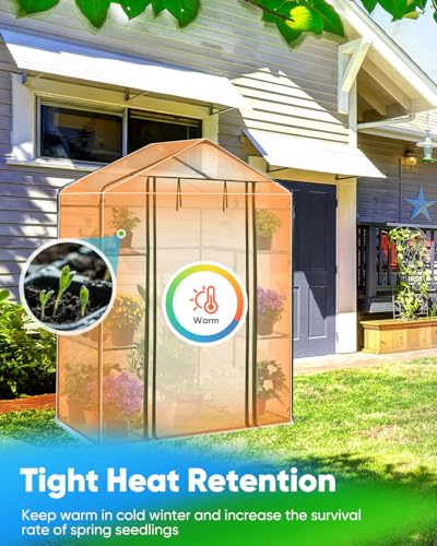 Quictent 56x29x77 in Portable Walk-in Greenhouse Mesh Door 3 Tiers 4 Shelves, Garden Plant Green House for Indoor Outdoor , 8 Stakes 4 Ropes, Clear Quictent