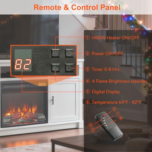 Innoflame 23" Electric Fireplace, Realistic Flame & Logs, Adjustable Thermostat & Flame Brightness, Fireplace Insert with Remote, 8H Timer, Overheating Protection, 1400W (23" X 19 3/4") Innoflame