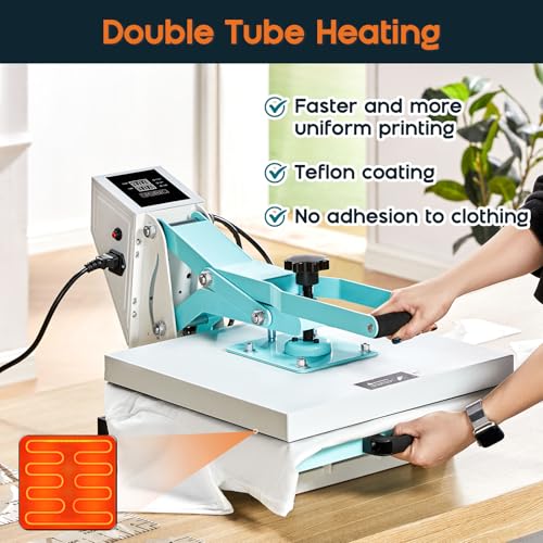 SPECRAFT 2-in-1 Heat Press, 15x15 Industrial Digital Sublimation Machine for T-Shirts, Mugs (30oz) and More, Blue, Ideal for DIY & Professional Use SPECRAFT