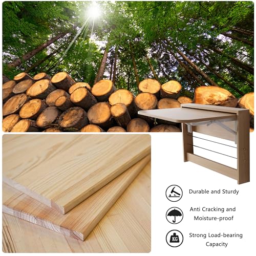 SKVSKV Folding Wall Table, Fold Down Table Wall Mounted, Floating Desk for Wall, Functional Hanging Desk for Home Office Workstation, Laundry Room, Kitchen Dining (24.8 * 16.3inch, Wood Color) SKVSKV