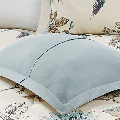 Madison Park Quincy Cozy Comforter Nature Scenery Design - All Season Bedding, Matching Bed Skirt, Decorative Pillows, Quincy, Leaf & Bird Khaki King(104"x92") 7 Piece