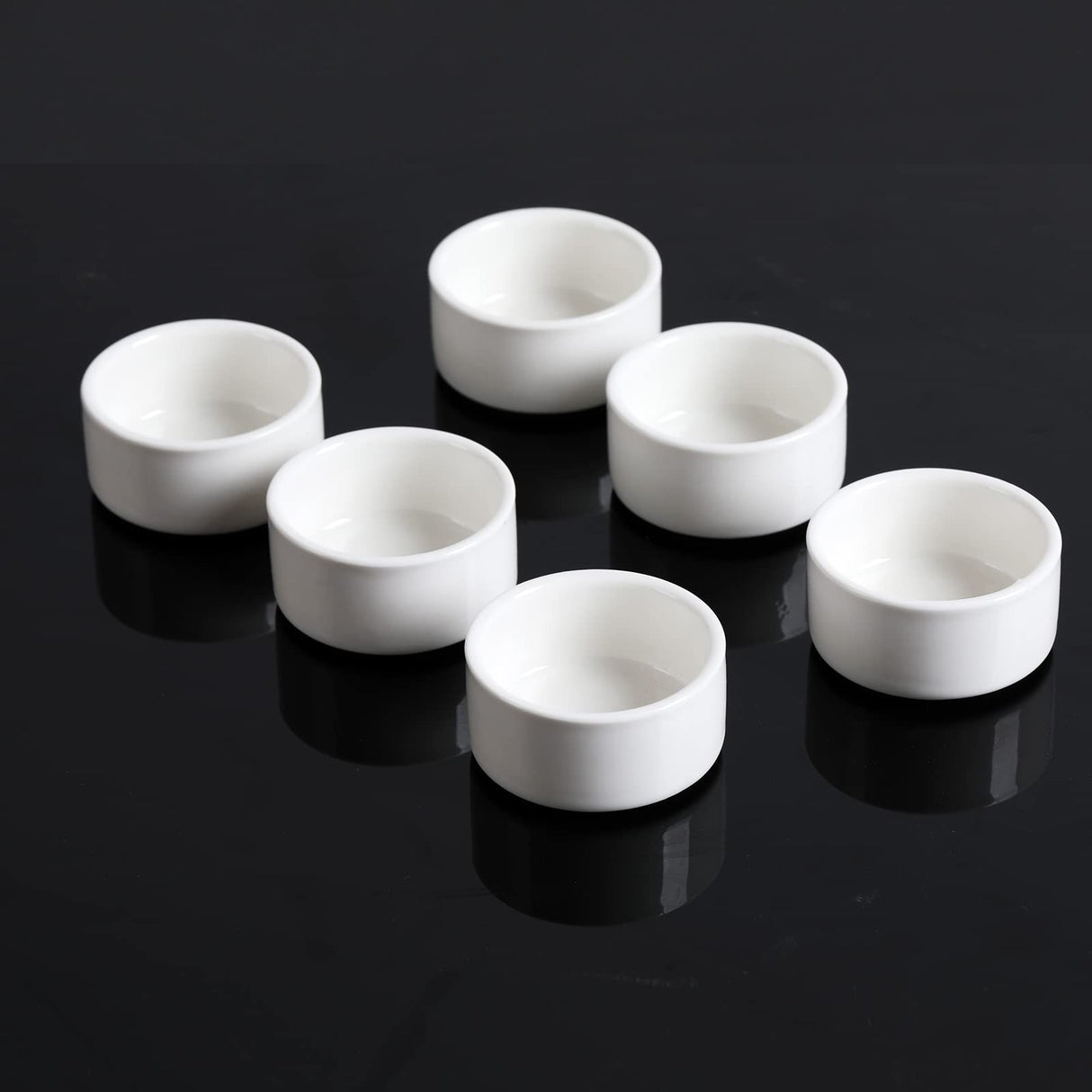 1oz Mini Porcelain Ramekins Set of 6,Small Ceramics Souffle Dish, 30ml White HAOTOP