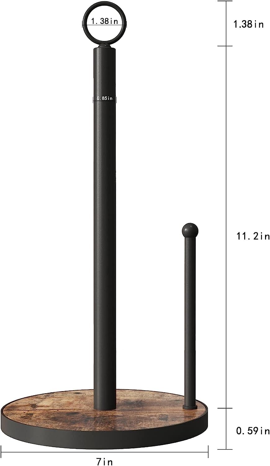 OROPY Paper Towel Holder Countertop with Heavy Duty Wood Base, Farmhouse Paper Towel Roll Stand for Kitchen Counter fits Standard and Jumbo Size Paper Towels (Brown - Easy to Tear) OROPY