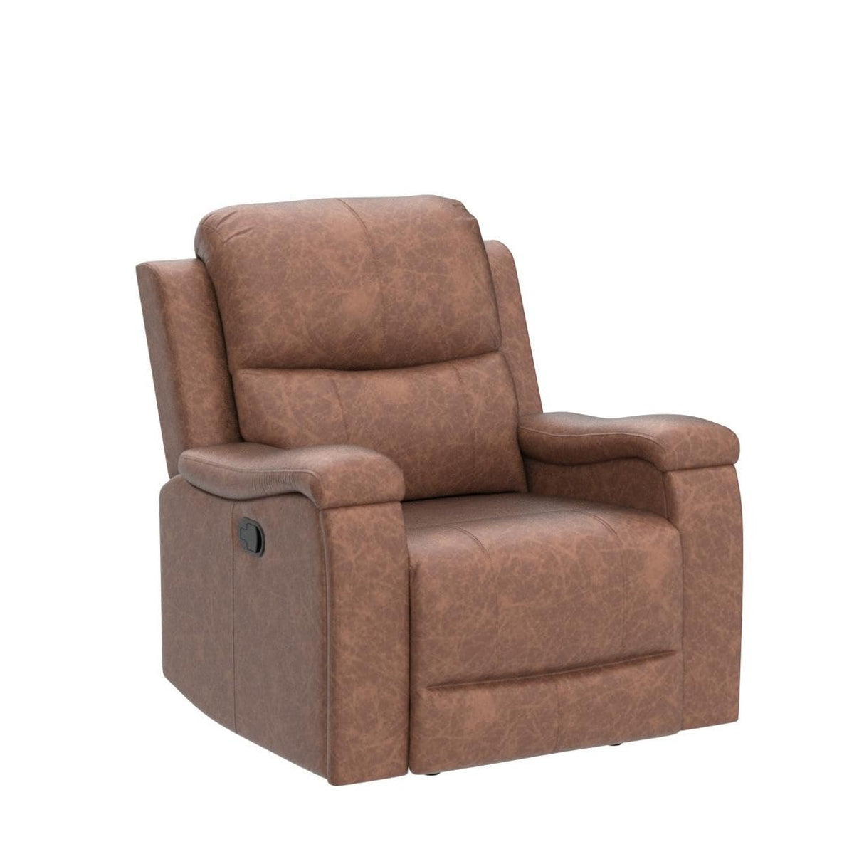 CANMOV Leather Recliner Chair, Classic and Traditional Manual Recliner Chair with Overstuffed Arms and Back, Manual Single Sofa with Concealed Cup Holders, Brown CANMOV