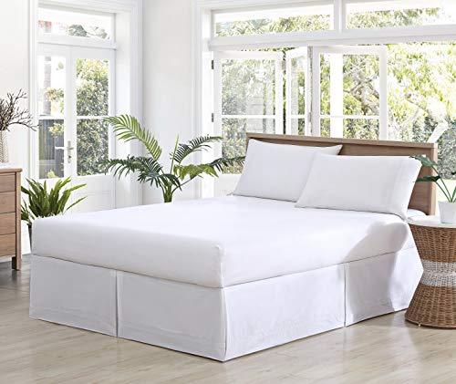 Tommy Bahama - King Bedskirt, Soft Cotton Bedding, Coastal Inspired Room Essentials (Solid Pleated White, King) Tommy Bahama