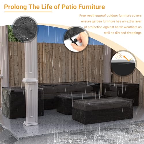 UDPATIO 6 Piece Patio Furniture 7 Seats Wicker Outdoor Sectional, Thick Cushions Patio Couch Chair with Ottoman & Storage Table for Porch, Balcony UDPATIO