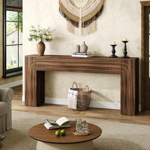 knoworld 70.9-Inch Long Entryway Console Table, Farmhouse Sofa Table for Entrance and Hallway, Wood Narrow Table with Handcrafted Line Detailing for Living Room and Behind Couch knoworld