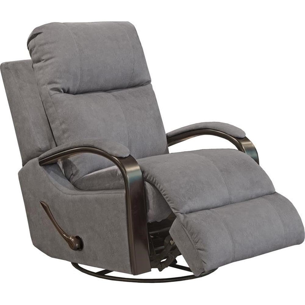 Catnapper Thomas Swivel Glider Recliner in Graphite Gray Polyester Fabric Catnapper
