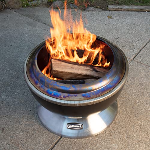 Cuisinart 24” Cleanburn Smokeless Fire Pit with Removable Ash Pan, Portable Outdoor Wood Burning Fireplace, Smoke Free Stainless Steel Outdoor Heater, Enhanced Airflow and Easy Cleanup with Ash Pan Cuisinart