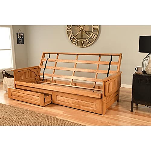 Kodiak Furniture Phoenix Queen Butternut Wood Storage Futon-Linen Stone Mattress Kodiak Furniture