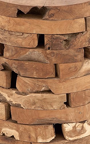 Deco 79 Teak Wood Handmade Side End Accent Table Live Edge End Table with Brick Inspired Design, Side Table 14" x 14" x 18", Light Brown Deco 79