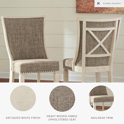 Signature Design by Ashley Bolanburg Modern Farmhouse Upholstered Dining Chair, 2 Count, Brown Signature Design by Ashley