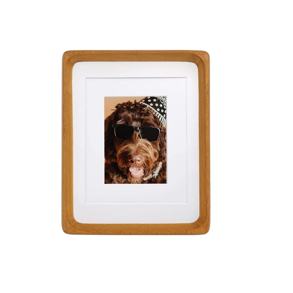 Natural Wood Photo Frames Inspired Tabletop Picture Frame with Mat, Vertical or Horizontal Display (Teak, 11x14 matted to 5x7/8x10) WoodArtSupply