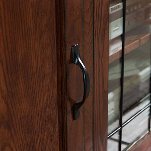 Leick Home 80386 Leaded Glass Corner TV Stand with Enclosed Storage For 60" TV's, Burnished Oak Leick Home