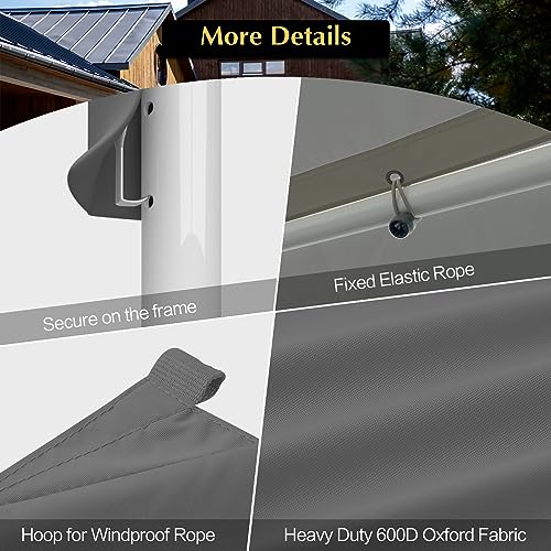 GOTRUTH 12x20 Canopy Replacement Cover, Carport Replacement Top Cover for 12' x 20' Frame, 800D Heavy Duty Waterproof & UV Protected Car Canopy with Ball Bungees (Frame is not Included) (Gray) GOTRUTH