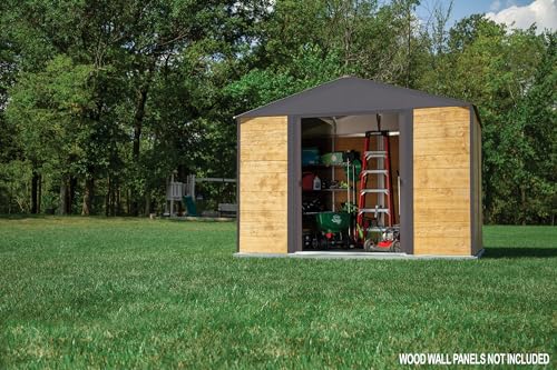 Arrow 10' x 12' Ironwood Galvanized Steel Hybrid Outdoor Shed Kit, Anthracite Arrow
