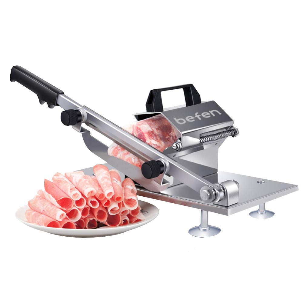Manual Frozen Meat Slicer, befen Upgraded Stainless Steel Meat Cutter Beef Mutton Roll for Hot Pot KBBQ Food Slicer Slicing Machine for Home Cooking of Hot Pot Shabu Shabu BBQ befen