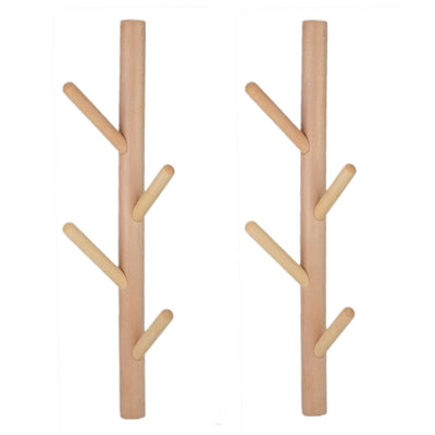 VAWNKUKN Coat Rack 2 pack-Wall Mounted Hat Rack Coat Hooks-Sturdy Wooden Coat Rack Stand-Entryway Hall Tree Coat Tree with Solid Base for Hat,Clothes,Purse,Scarves,Handbags,Umbrella(Nature)