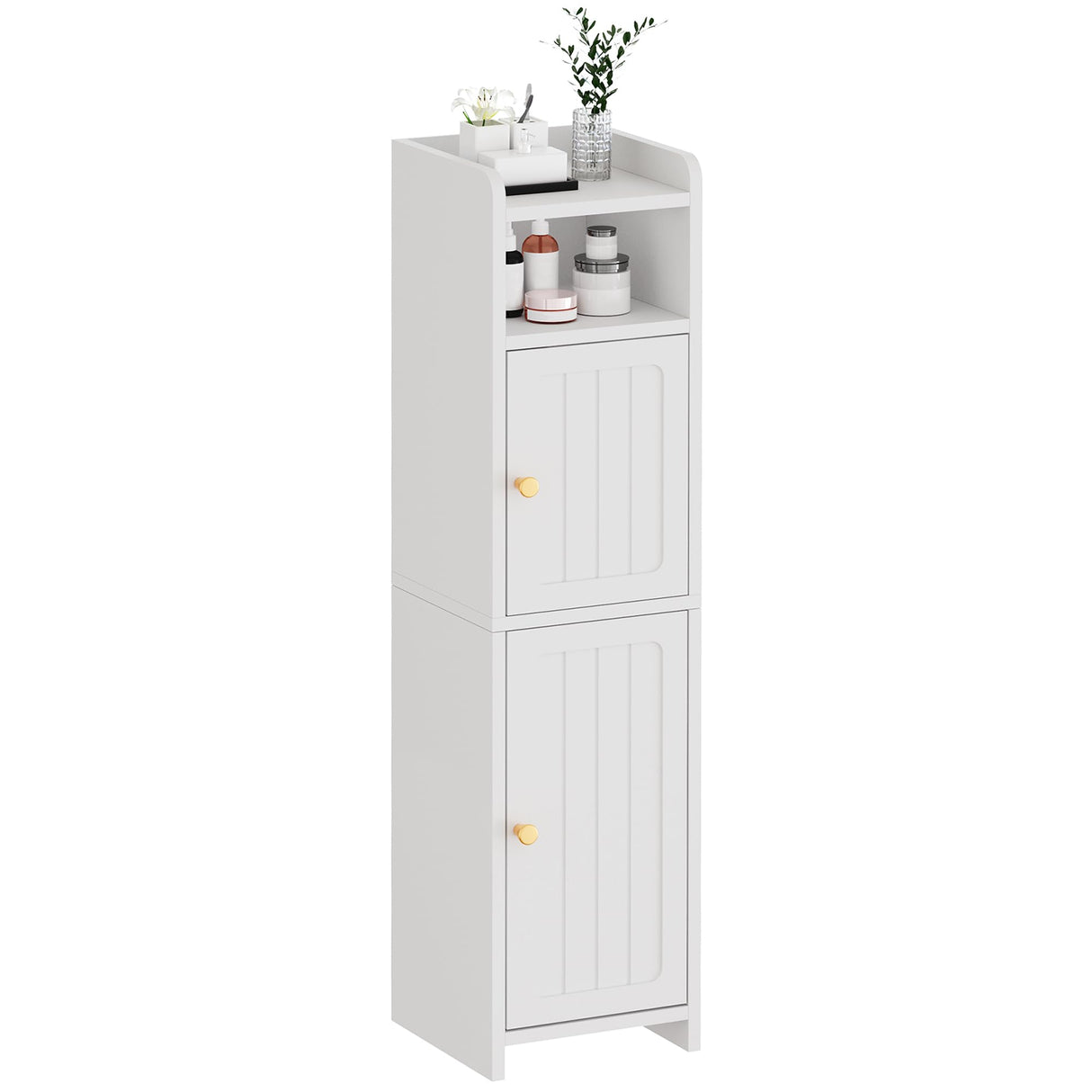BEWISHOME Small Bathroom Cabinet ,Bathroom Storage Cabinet with Adjustable Shelves & 2 Doors,Narrow Toilet Paper Cabinets,7.9 x 7.9 x 31.5 Inches, for Small Spaces, White YYG03W BEWISHOME