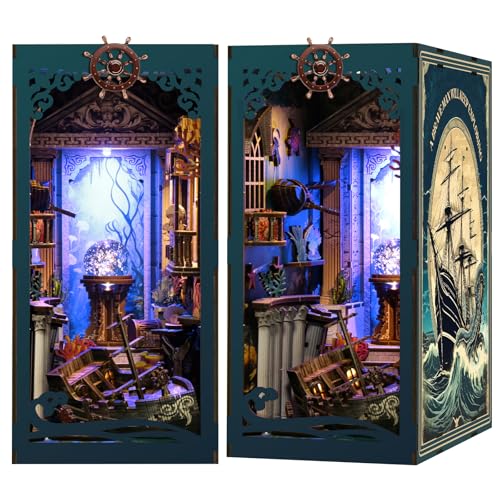Book Nook Kits for Adults - Ocean Mystery 3D Puzzle with LED | Pirate Shipwreck Diorama & Seashell Decor | Unique Gifts for Adventure Lovers (Blue)