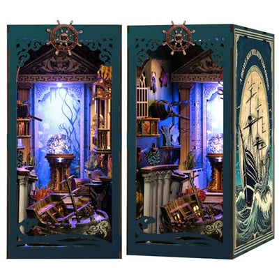Book Nook Kits for Adults - Ocean Mystery 3D Puzzle with LED | Pirate Shipwreck Diorama & Seashell Decor | Unique Gifts for Adventure Lovers (Blue)
