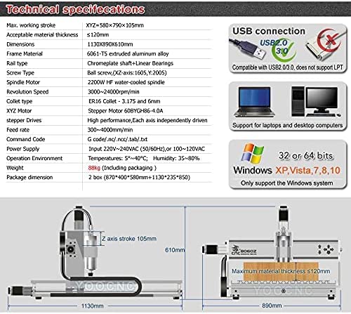 US Stock! USB Port 8060 2.2KW CNC Router/CNC Engraving milling and Drilling Carving Machine + Limit Switch CNC Engraver ALQALAA ROASTERY