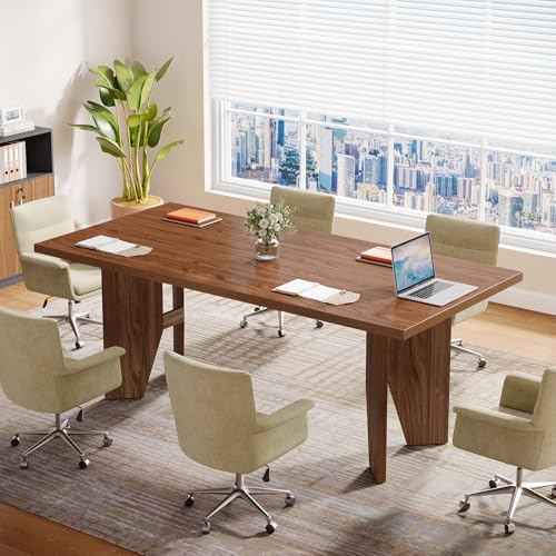 Tribesigns 5.3ft Conference Table for 4-6 People, Rectangular Conference Room Table, Large Wooden Meeting Table for Office, Brown Tribesigns
