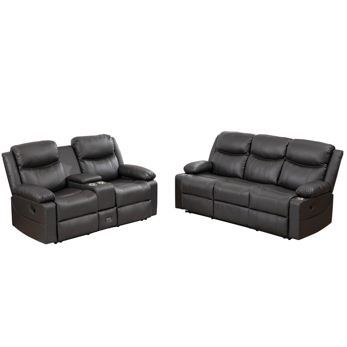 PALLOME Recliner Sofa Set - Reclining Sofa Couch Set, 2 Pieces Recliner Furniture Sofa Set, 3-Seater Reclining Sofa & 2-Seater Reclining Loveseat with Massage & Heat for Living Room (Grey) PALLOME