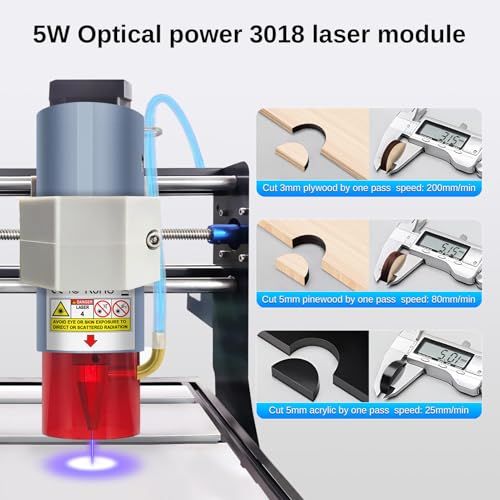 LASER TREE Laser Module, 5W(5000mW) Optical Power Output Laser Engraving Module with Air Assist, Built-in FAC, Double Ultra-Fine Compressed Spot Laser Head for 3018/3018 Pro CNC Machine Class 4, 12V LASER TREE