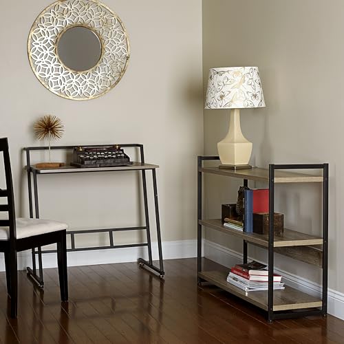 Household Essentials Ashwood 3 Tier Storage Shelf with Metal, Grey Shelves – Black Frame Household Essentials