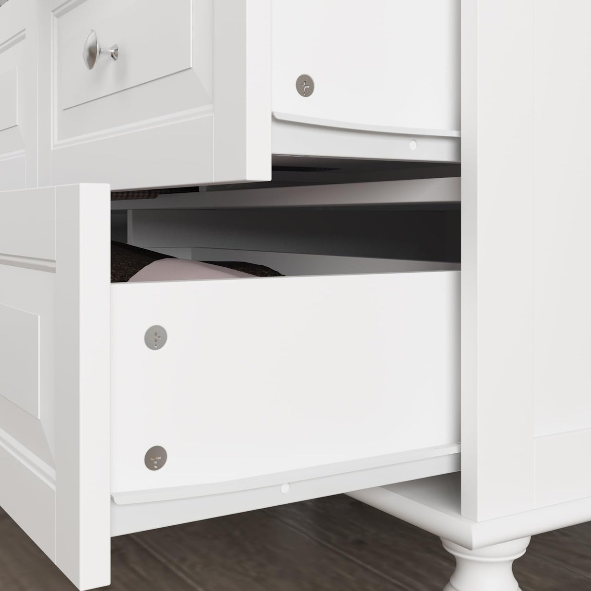 FUNISIR 3 Doors Bedroom Closet, Wood Armoire with Mirror, Clothes Hanging Rail, 4 Storage Shelves and 5 Drawers, 47" Wide Bedroom Storage Unit Wardrobe, Traditional White(70.9" H) FUNISIR