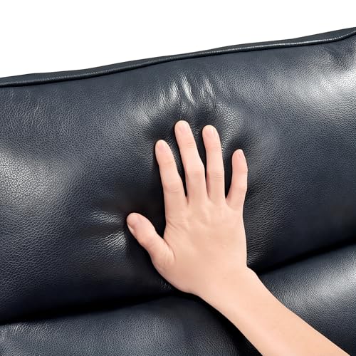 Lexicon Swivel Glider Reclining Chair, Top Grain Leather Match Manual Recliner, Comfy Nursery Glider Recliner, Swivel Reclining Chair for Living Room/Office/Bedroom/Apartment, Dark Blue Lexicon