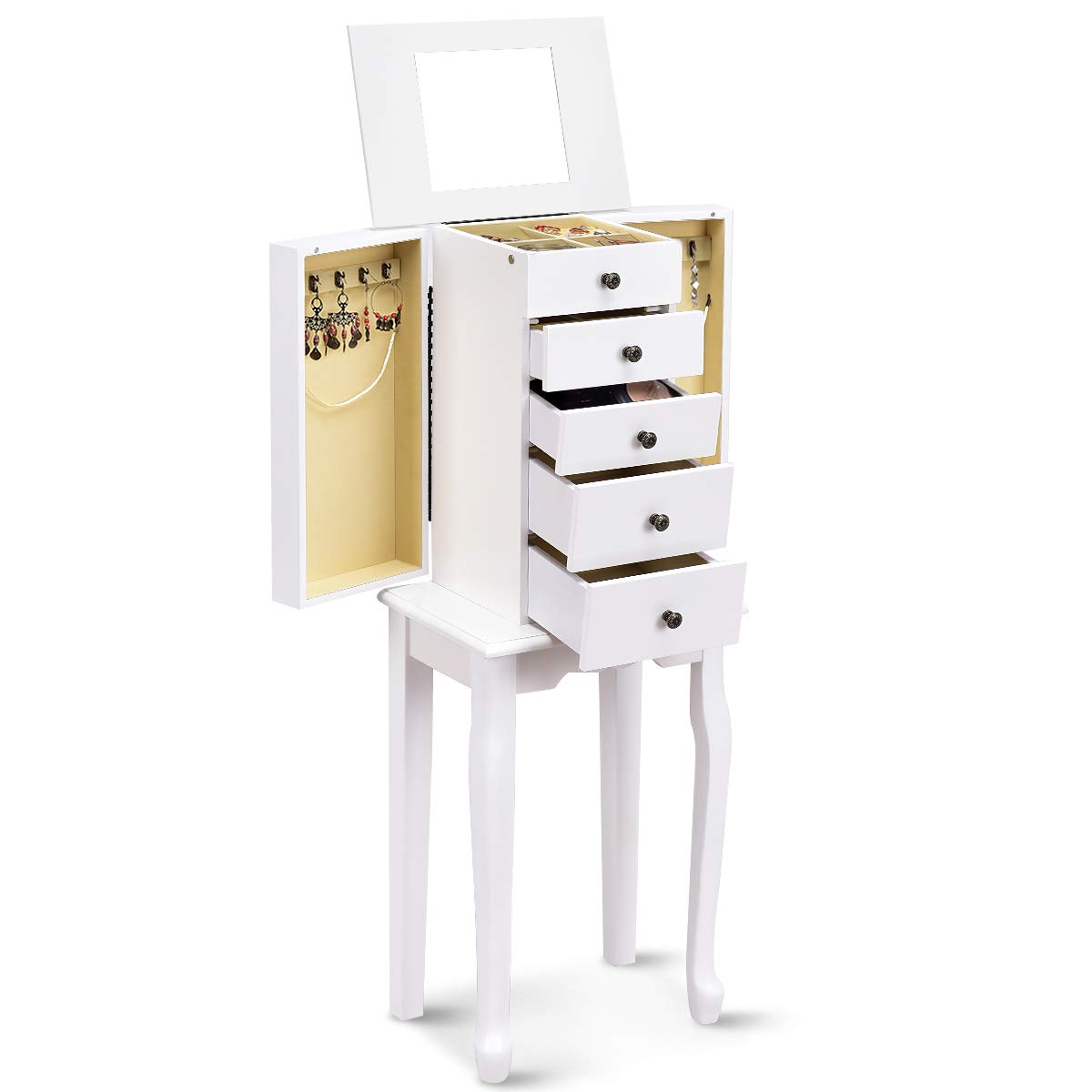 Giantex Jewelry Cabinet Armoire Box Storage Chest Necklace Stand Organizer Giantex